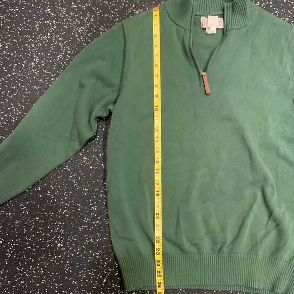 Duluth Trading Co. Sweater Mens M 1/4 Zip Long Sleeve High Neck Cotton Green - Picture 8 of 16